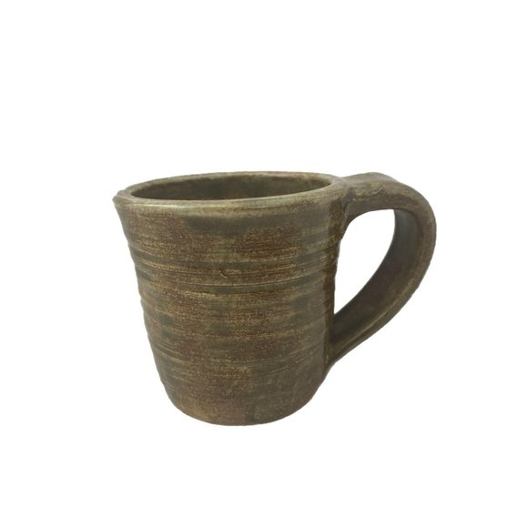 Brown / Green Stoneware Coffee Mug - 3.5" Tall - Picture 1 of 7